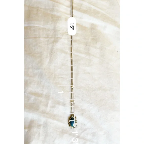 Kendra Scott "Brett" Adjustable Pendant Necklace- Aqua Apatite - Picture 4 of 5